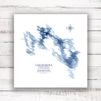 Lake Muskoka Bathymetric Map Art