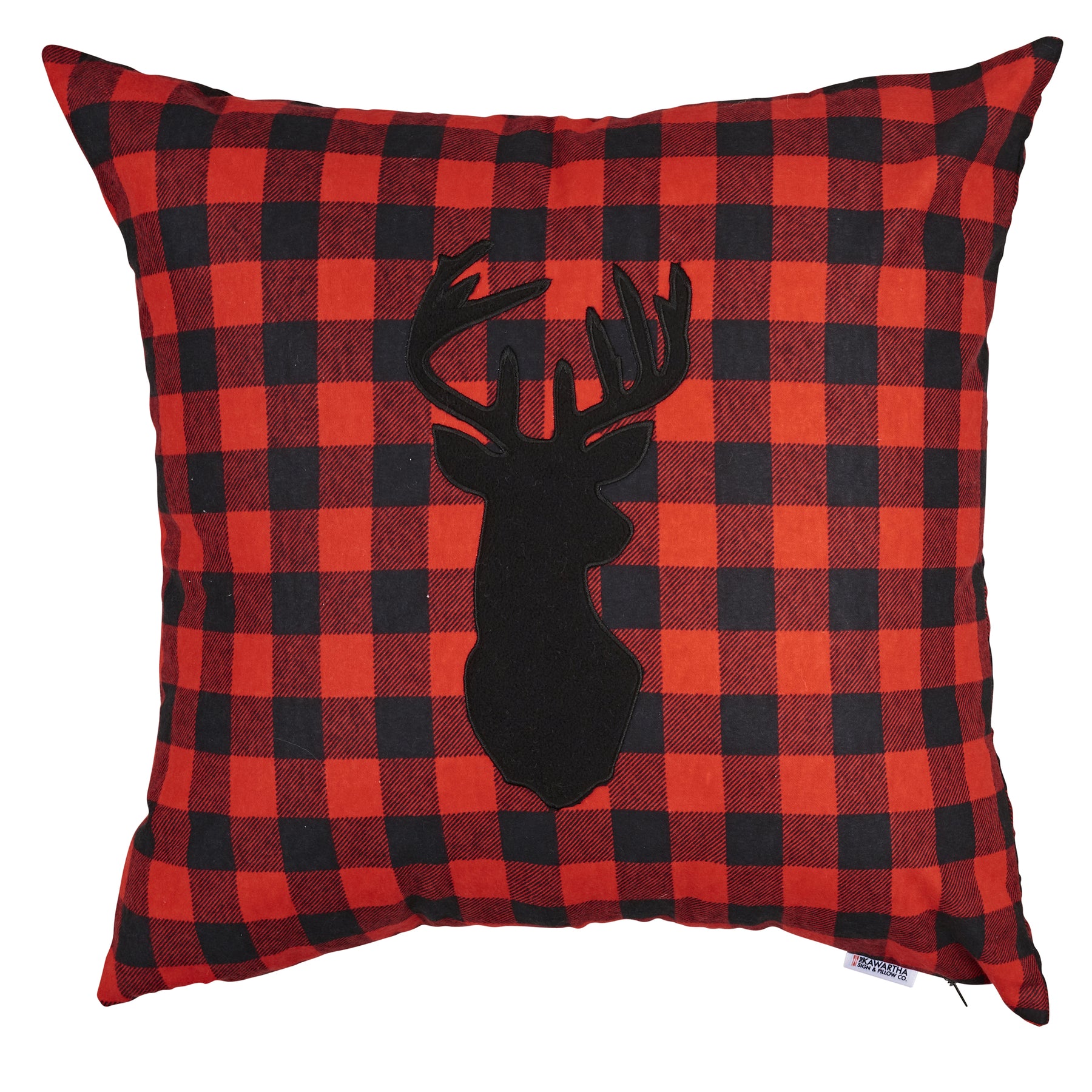 Buffalo Check Red Black Deer Pillow Classic Cottage Outfitters
